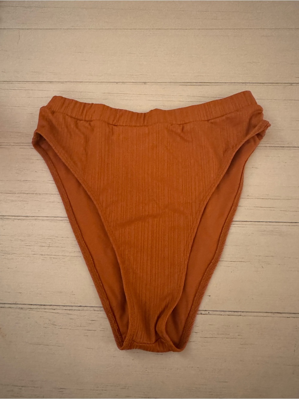 Aro Swim Rust Orange Ribbed High-Cut Bikini Bottom